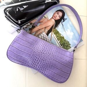 JW PEI Eva Lavender purple Croc-Embossed baguette Bag